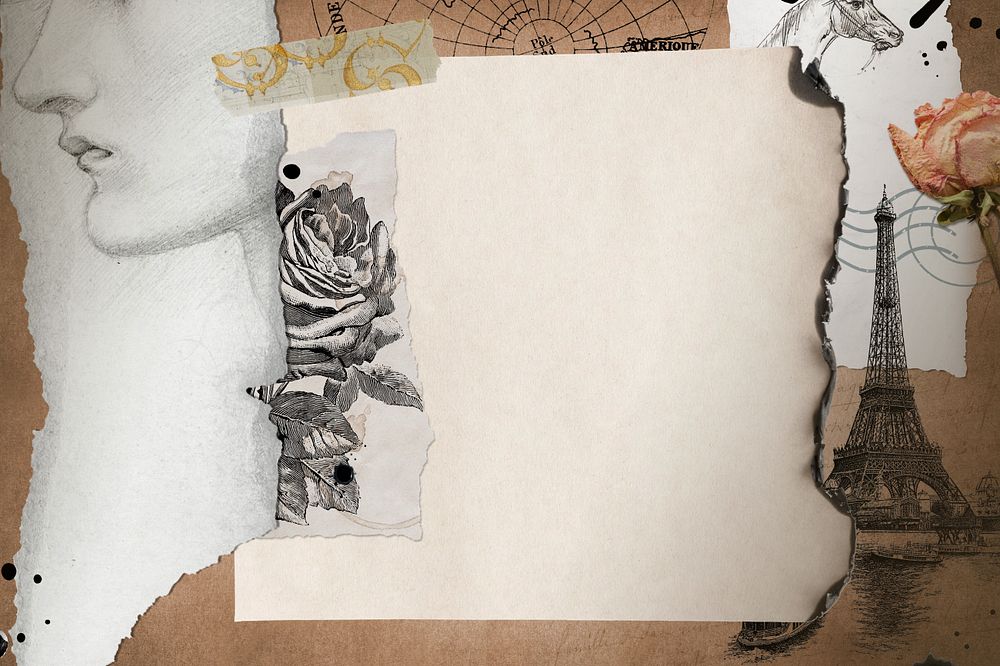 Editable vintage paper collage background