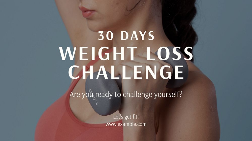 Weight loss challenge blog banner template, editable text