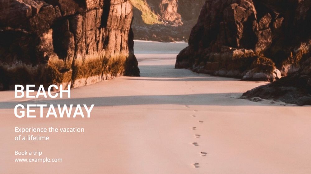 Beach getaway blog banner template, editable text