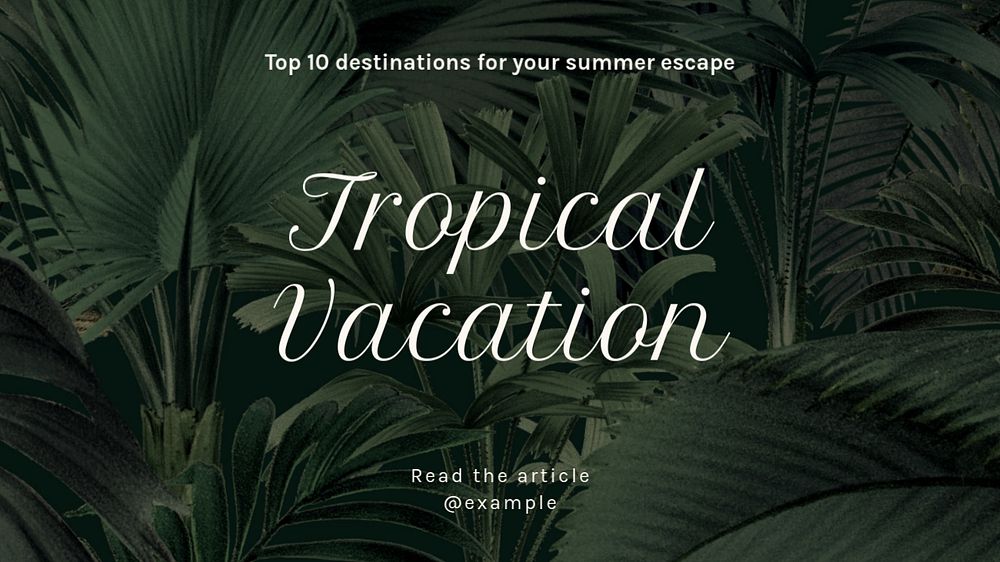 Tropical vacation blog banner template, editable text