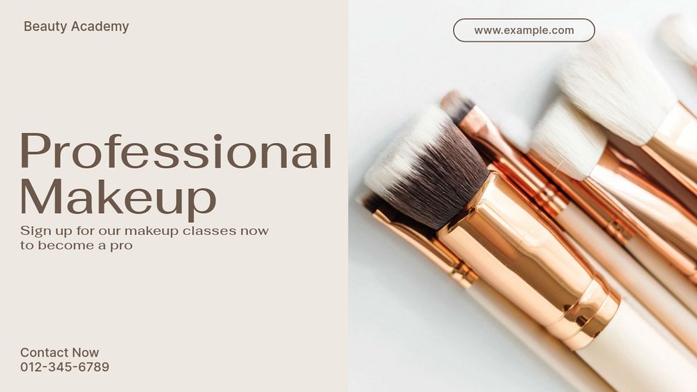 Professional makeup course blog banner template, editable text