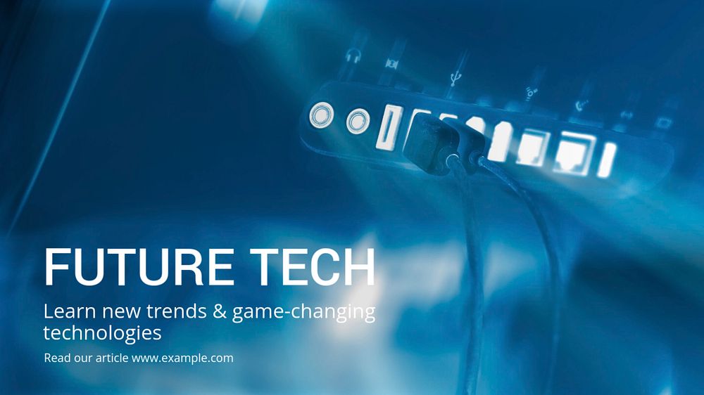 Future technology blog banner template, editable text