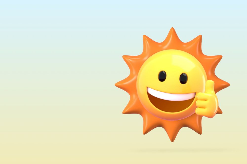 3D smiling sun, weather editable illustration