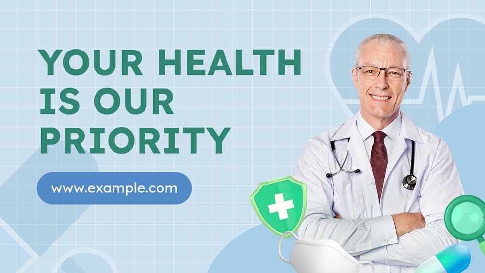 Healthcare blog banner template, editable text