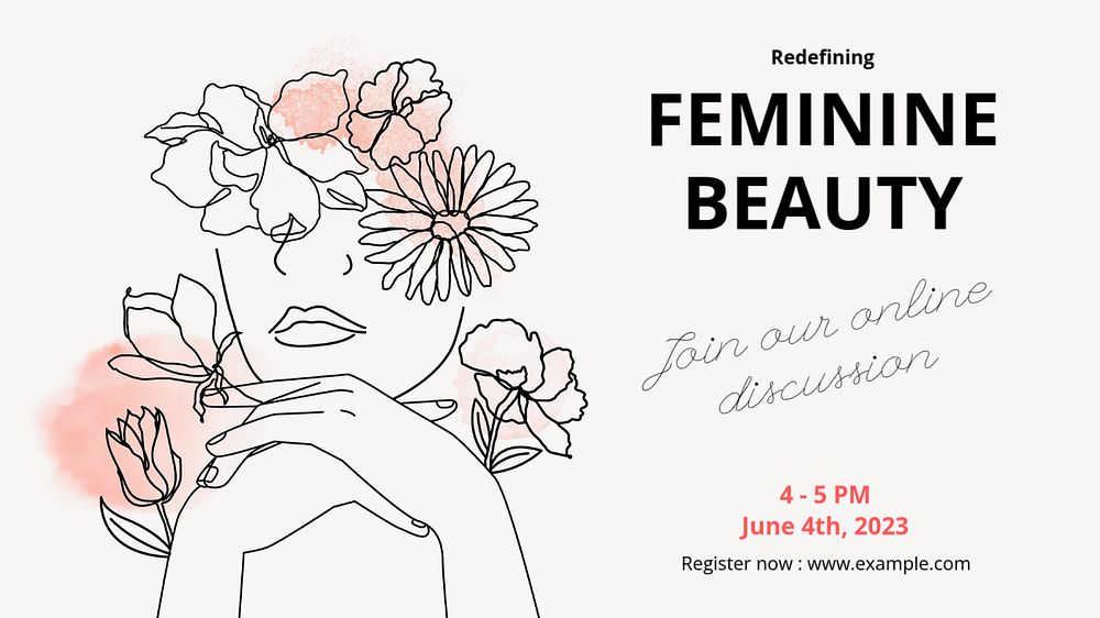 Female beauty webinar blog banner template, editable text