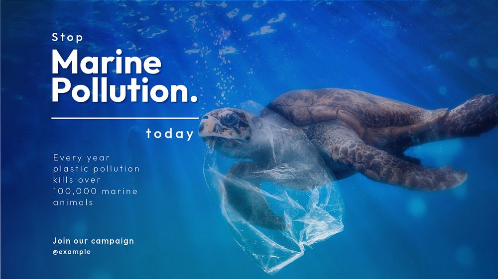 Sea & ocean pollution blog banner template, editable text