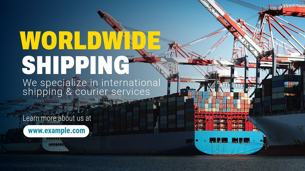 Worldwide shipping blog banner template, editable text