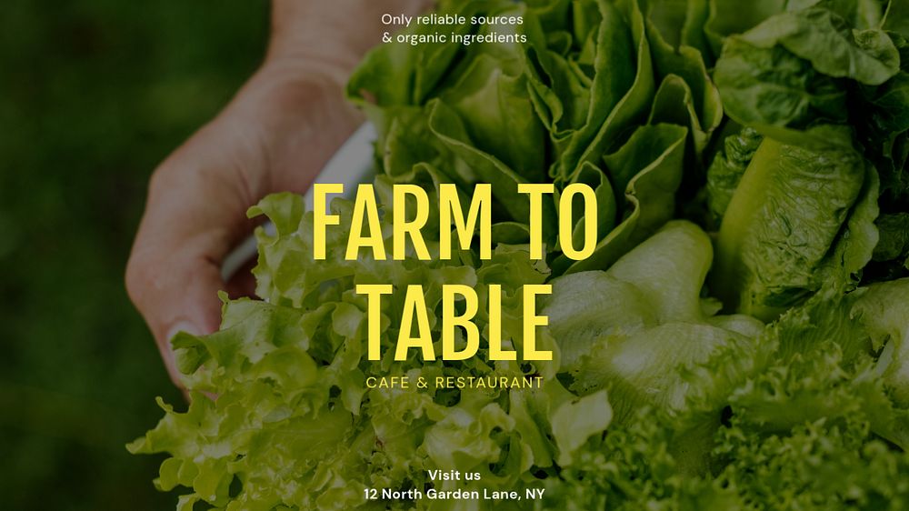 Farm to table blog banner template, editable text