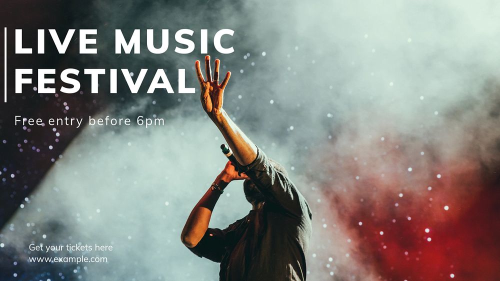 Live music festival blog banner template, editable text