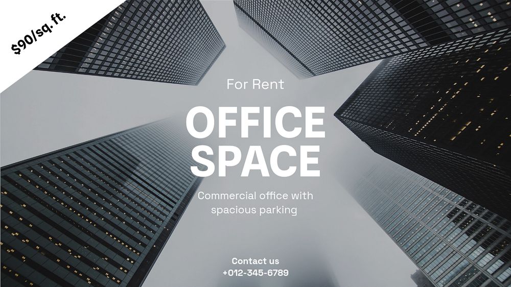 Office space blog banner template, editable text