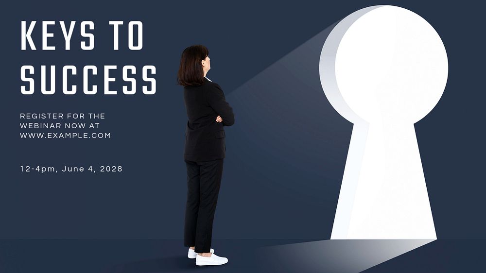 Keys to success blog banner template, editable text