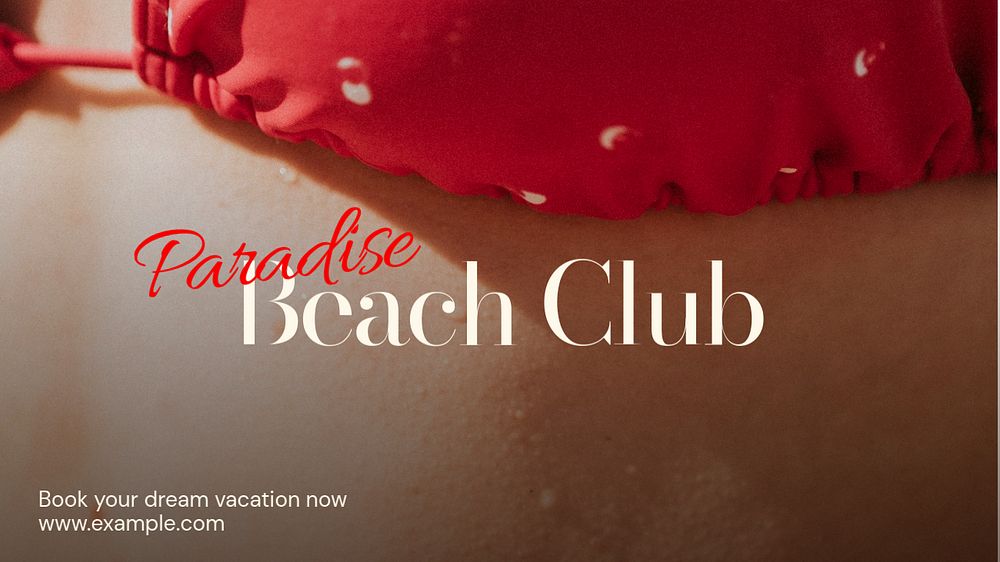 Paradise beach club blog banner template, editable text