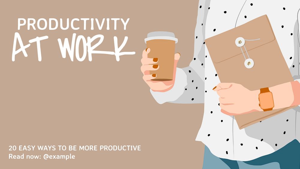 Work & productivity blog banner template, editable text