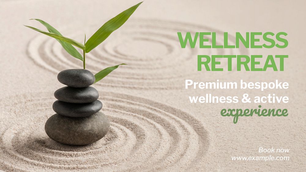 Wellness retreat blog banner template, editable text