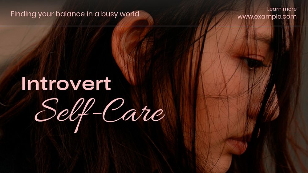 Introvert self-care blog banner template, editable text