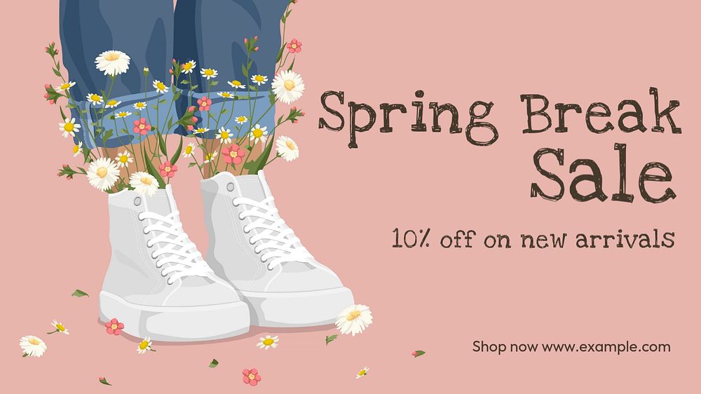 Spring break sale blog banner template, editable text