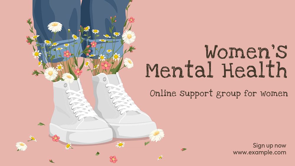 Women's mental health blog banner template, editable text