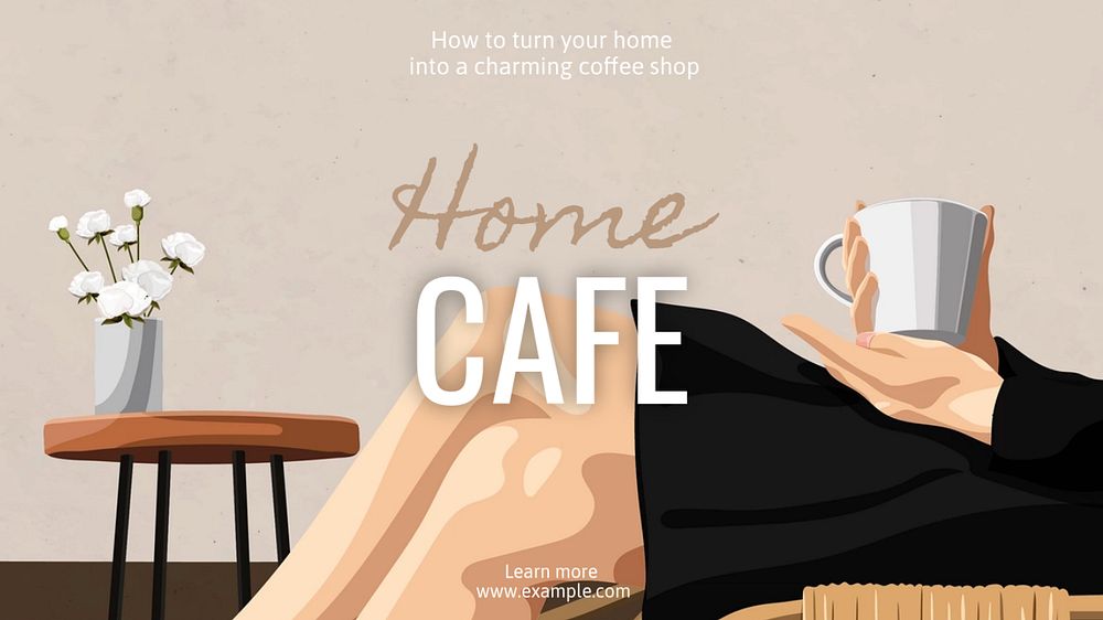 Home cafe blog banner template, editable text