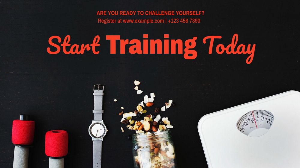 Training & fitness blog banner template, editable text