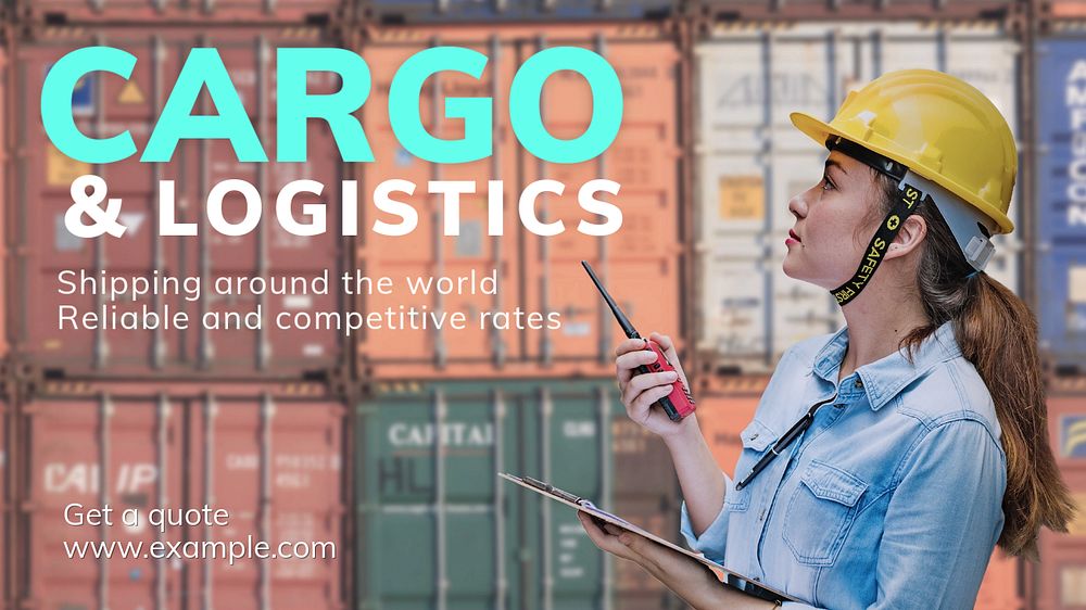 Cargo & logistics blog banner template, editable text