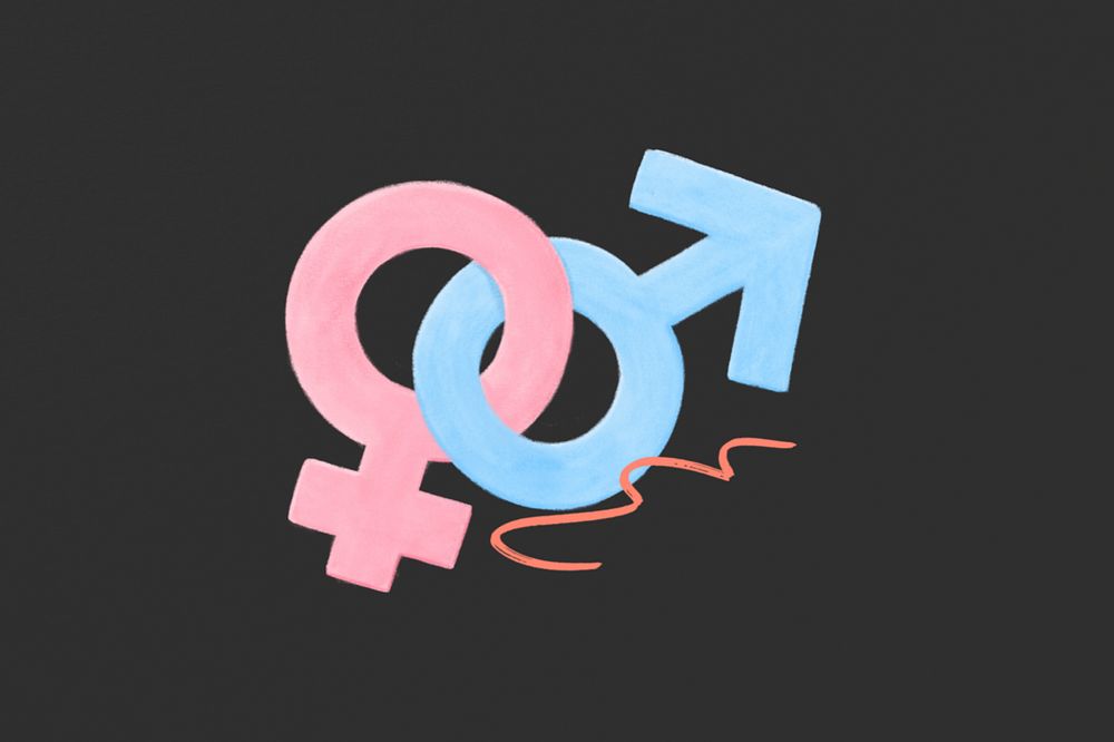 Gender equality aesthetic illustration black background, editable design