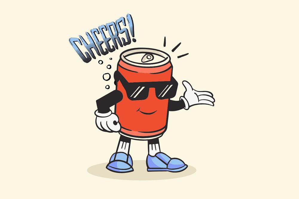 Soda can retro illustration, yellow editable design