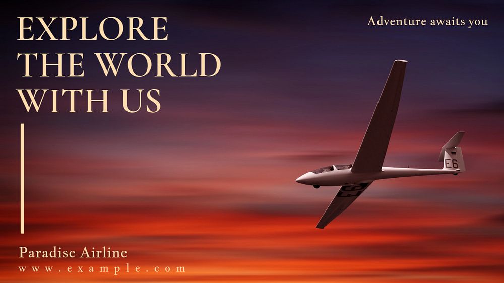 Airline ad blog banner template, editable text