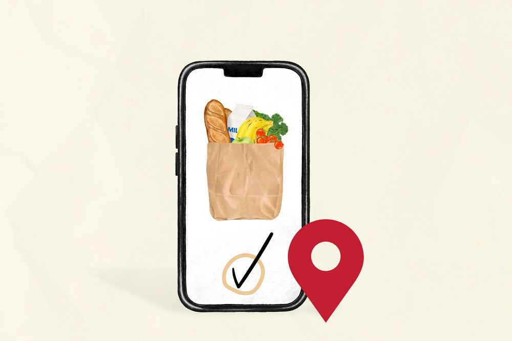 Online grocery delivery aesthetic illustration background, editable design