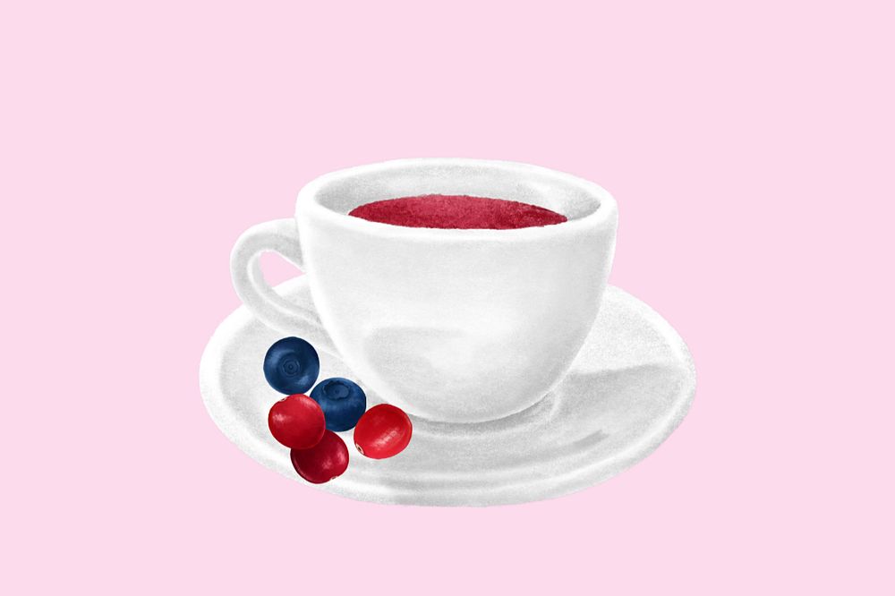 Berry tea aesthetic illustration background, editable design