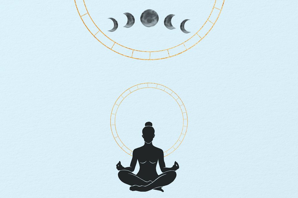 Meditation man, blue background, editable design