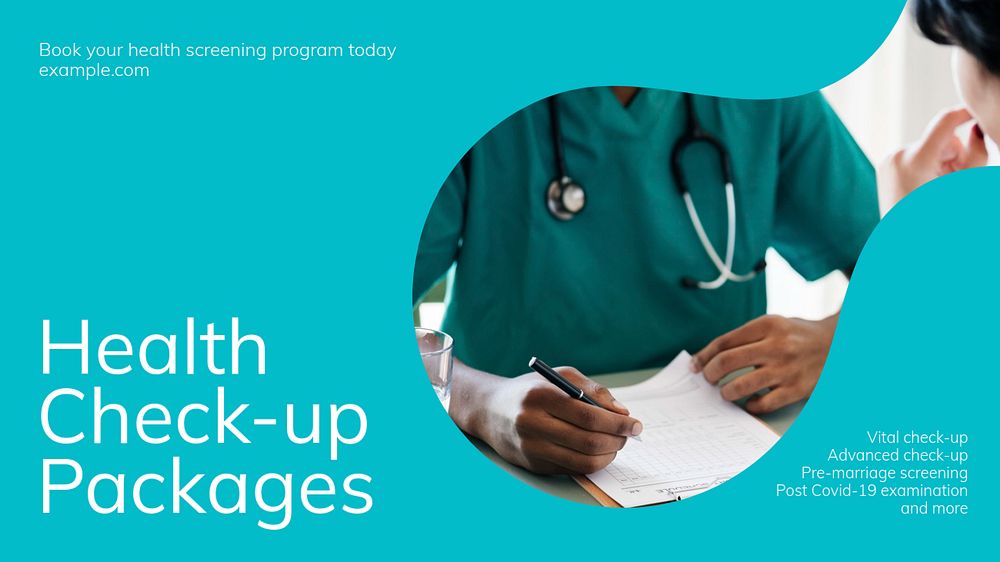 Health check-up packages blog banner template, editable text