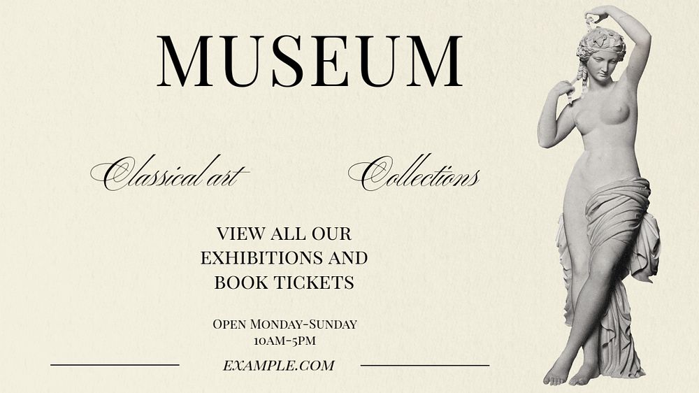 Museum  blog banner template, editable text