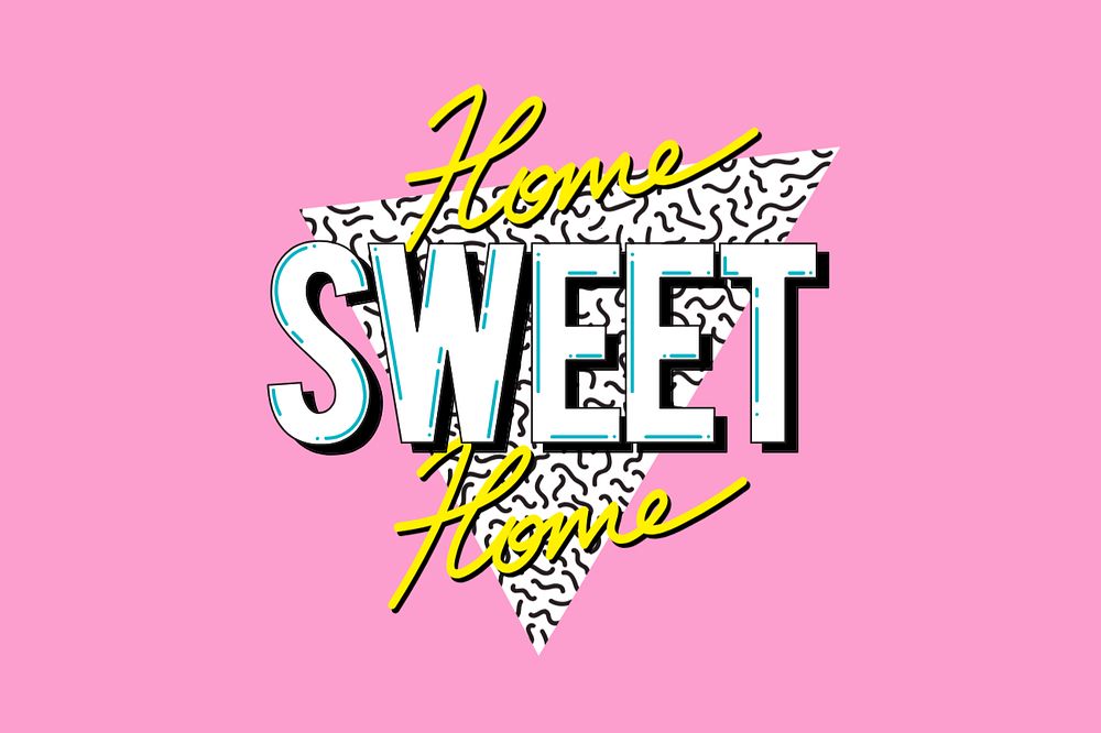 Home sweet home, colorful typography editable design