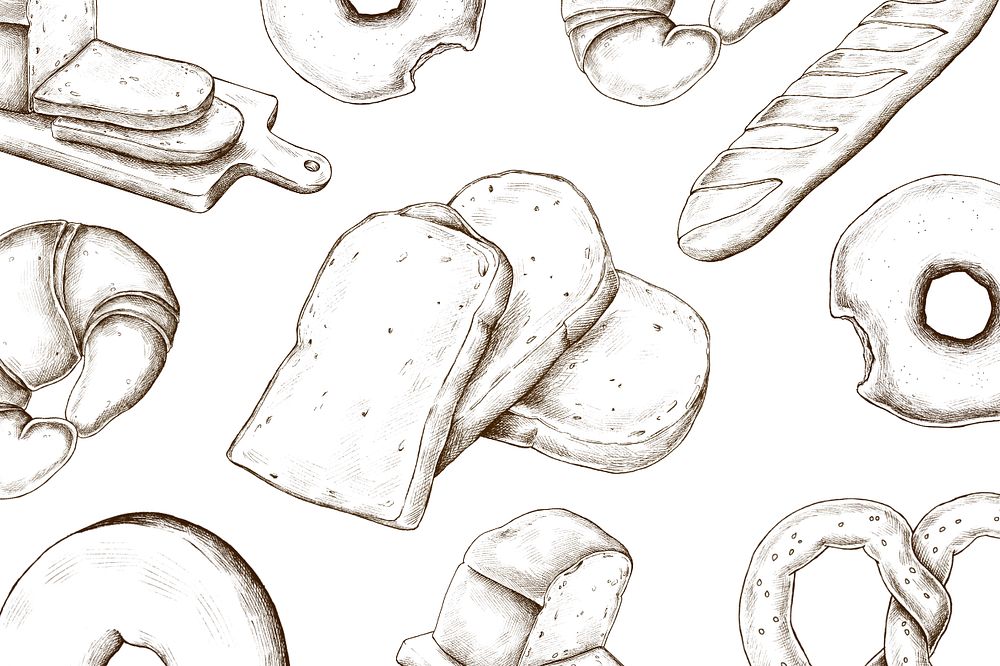 White background editable bread illustration