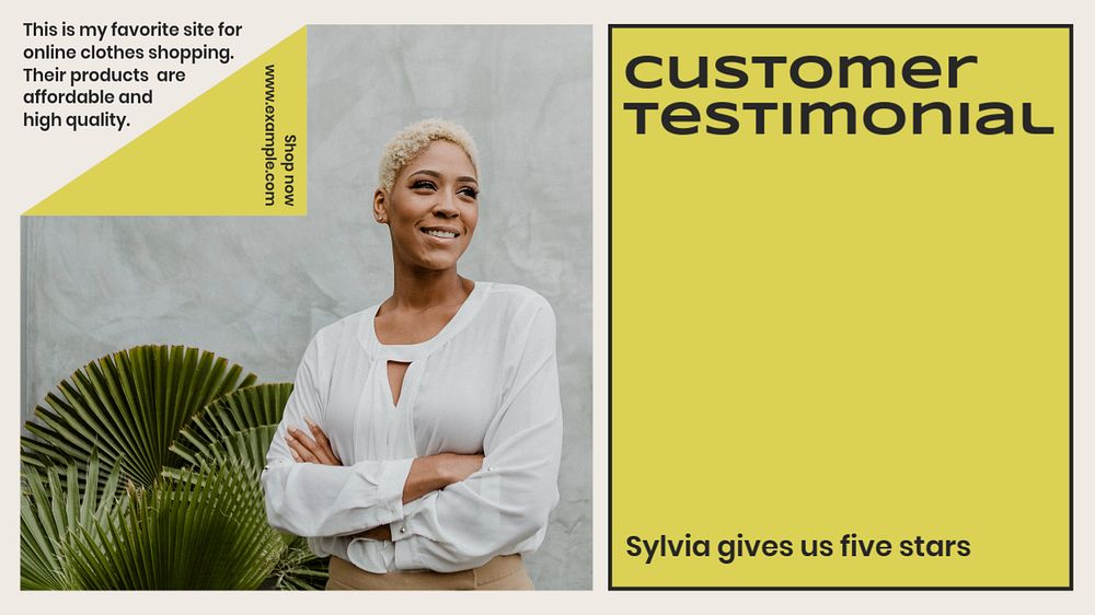 Customer testimonial  blog banner template, editable text