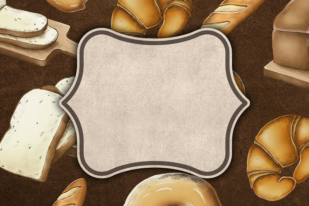 Vintage frame, editable bread background