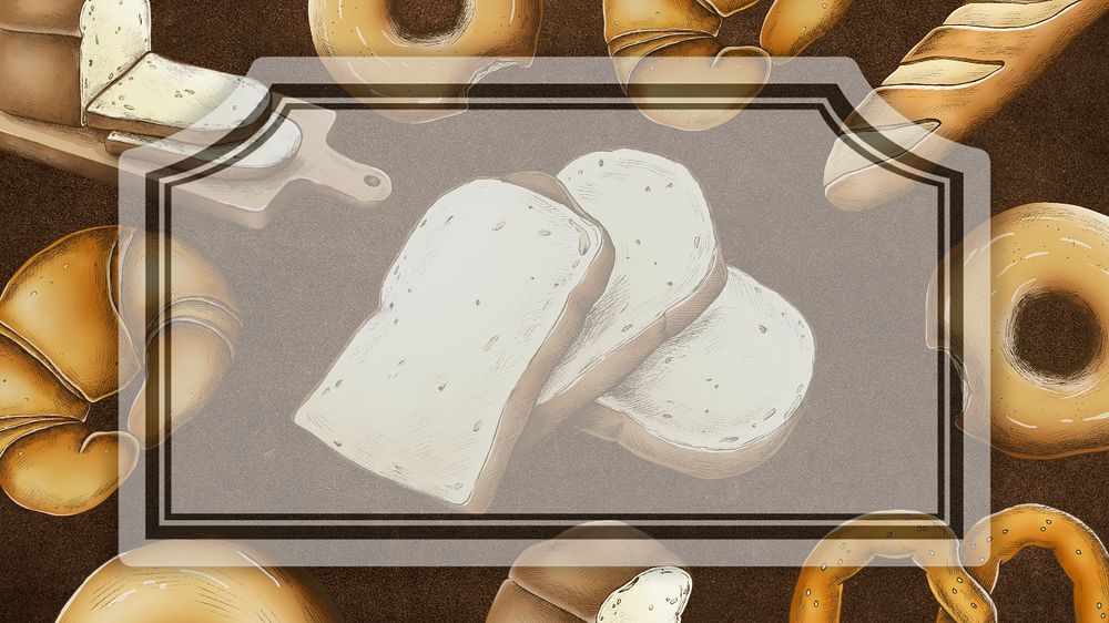 Bread desktop wallpaper white editable vintage frame