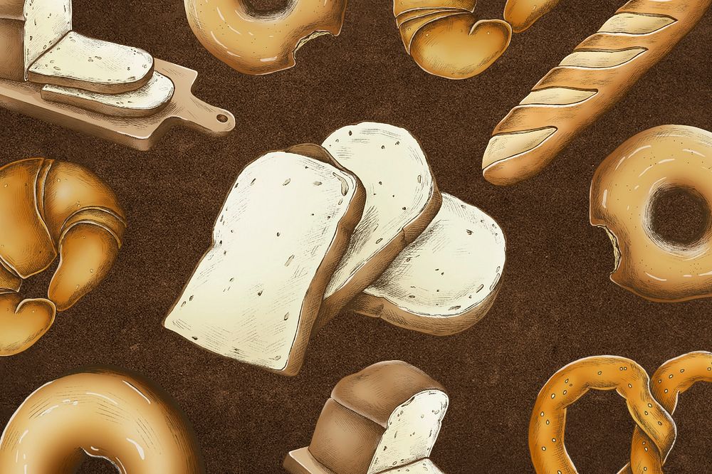 Bread illustration editable brown background