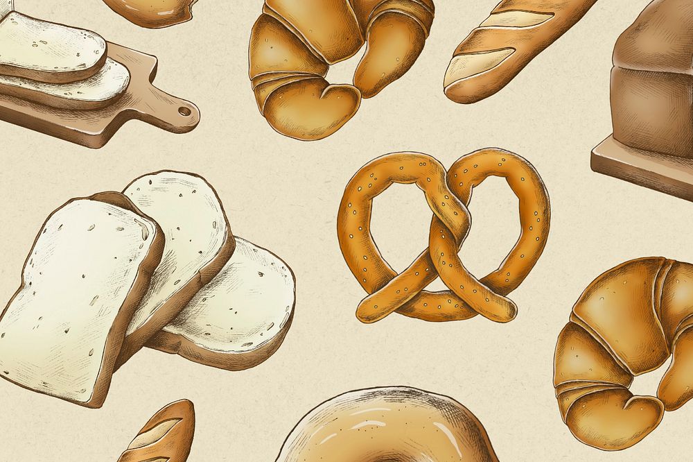 Vintage bread illustration editable background