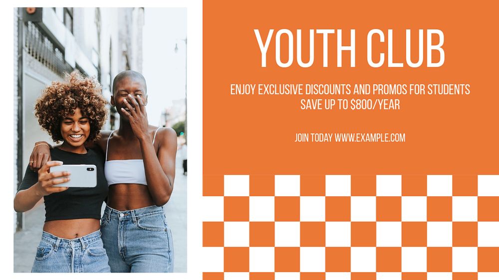 Youth club  blog banner template, editable text