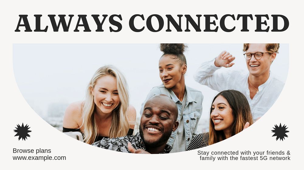 Always connected  blog banner template, editable text