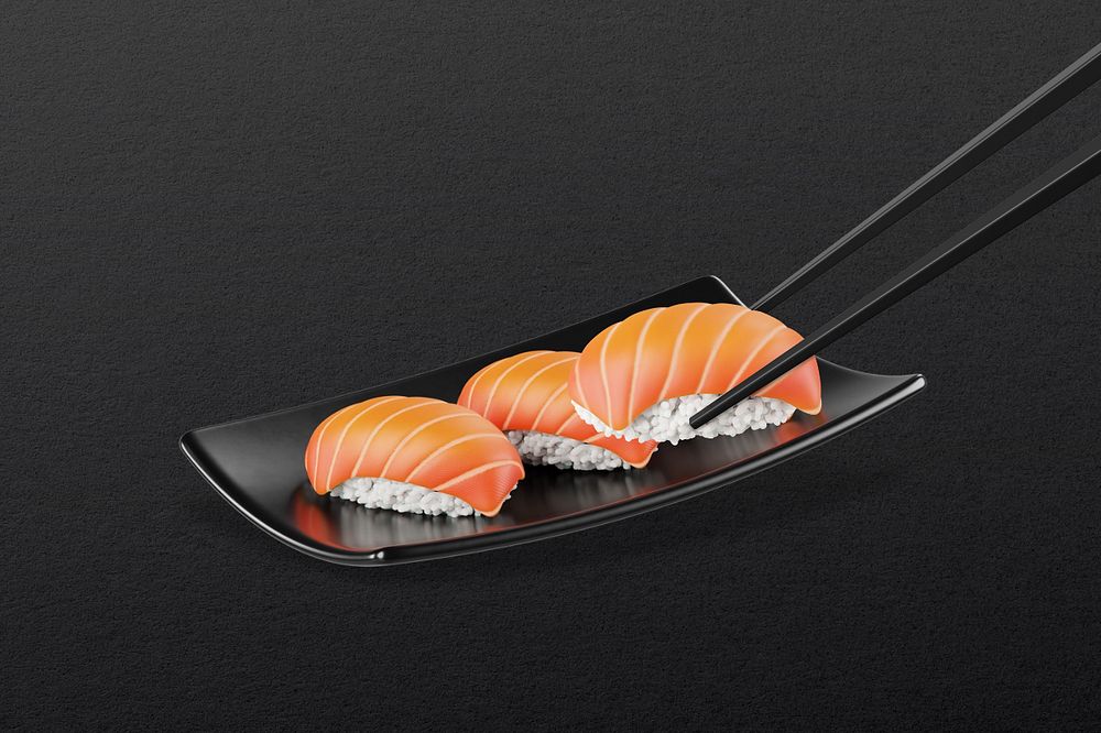 3D salmon sushi, element editable illustration