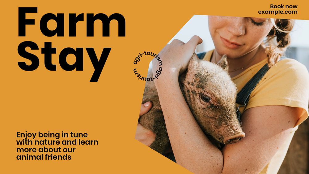 Farm stay  blog banner template, editable text