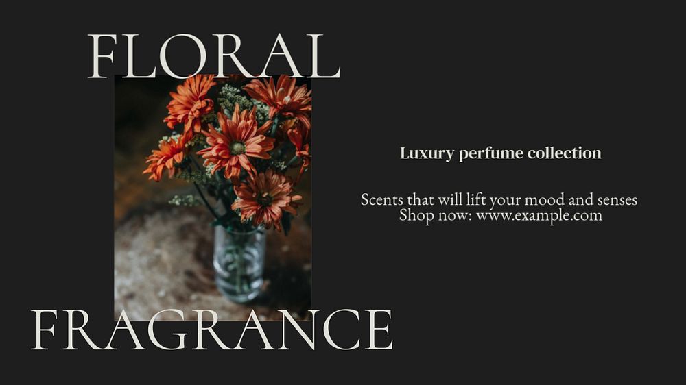 Floral fragrance  blog banner template, editable text