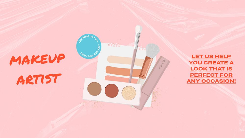 Makeup artist blog banner template, editable text