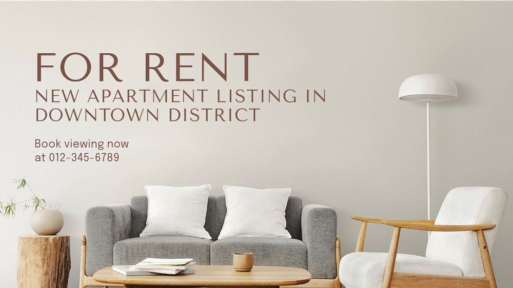 For rent blog banner template, editable text