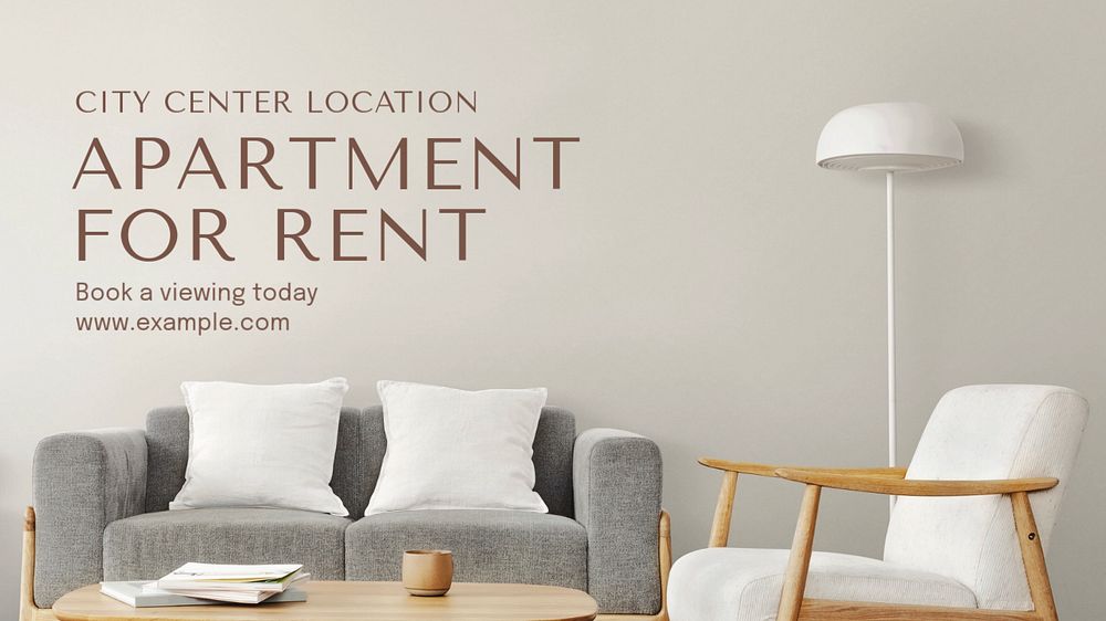 Apartment for rent blog banner template, editable text