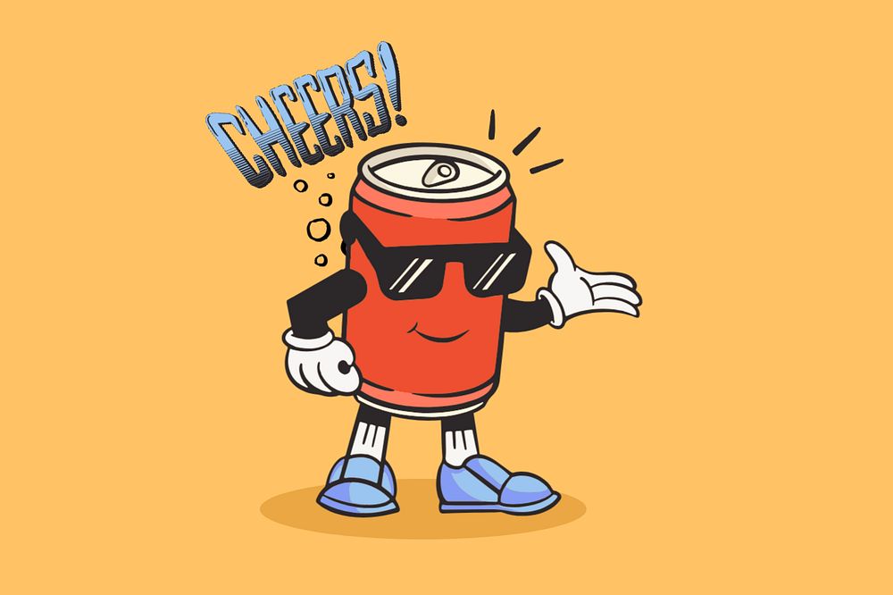 Soda can retro illustration, yellow editable design