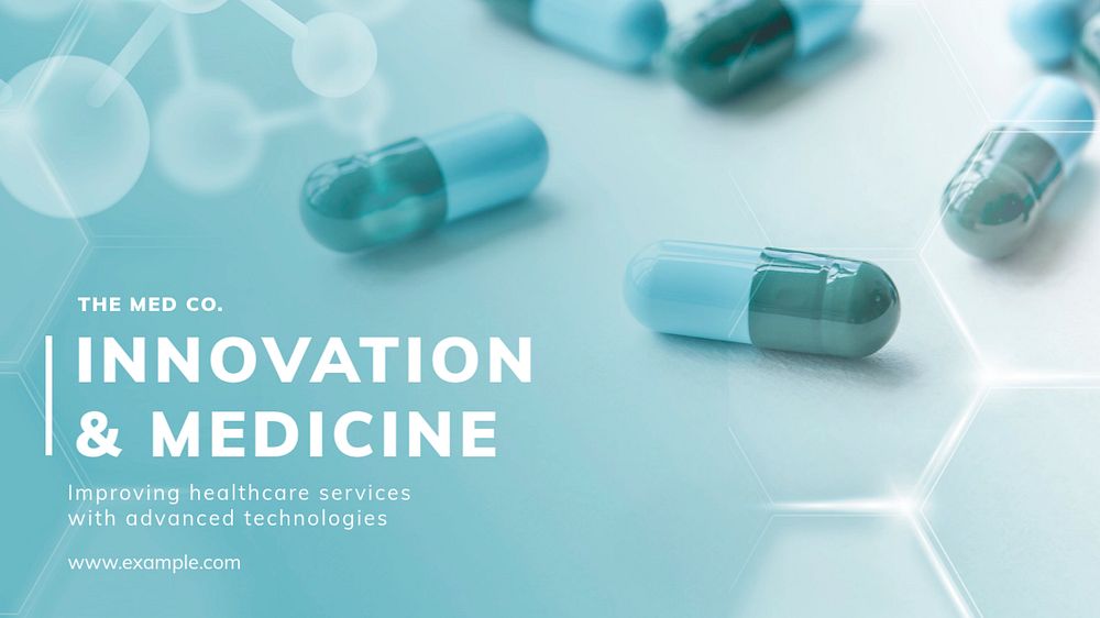 Innovation & medicine blog banner template, editable text