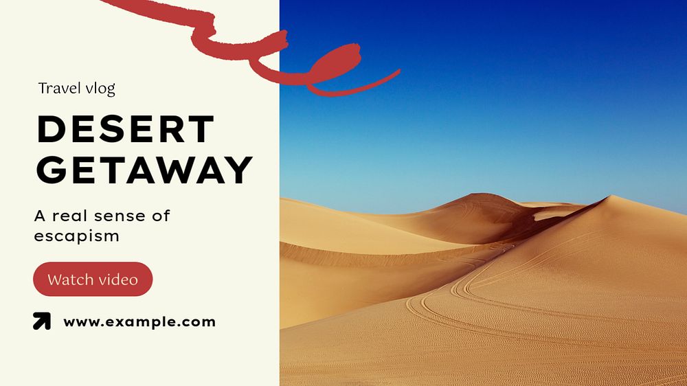 Desert getaway blog banner template, editable text